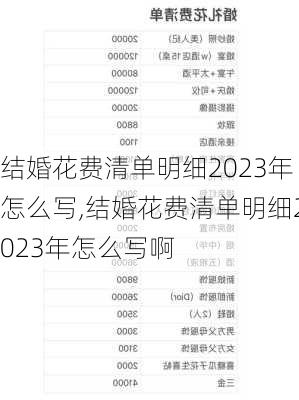 结婚花费清单明细2023年怎么写,结婚花费清单明细2023年怎么写啊