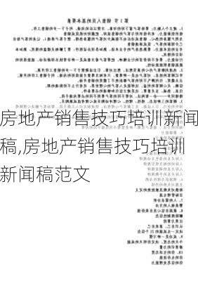 房地产销售技巧培训新闻稿,房地产销售技巧培训新闻稿范文