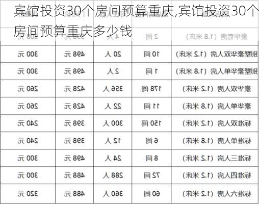 宾馆投资30个房间预算重庆,宾馆投资30个房间预算重庆多少钱