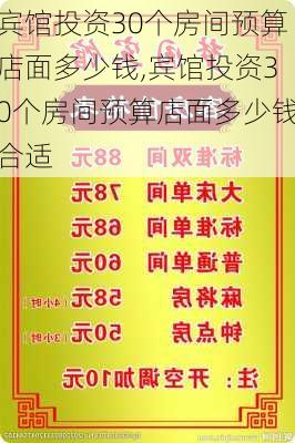 宾馆投资30个房间预算店面多少钱,宾馆投资30个房间预算店面多少钱合适