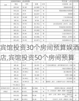 宾馆投资30个房间预算娱酒店,宾馆投资50个房间预算