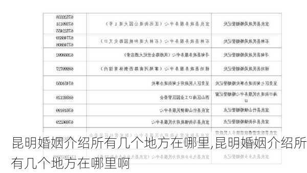 昆明婚姻介绍所有几个地方在哪里,昆明婚姻介绍所有几个地方在哪里啊