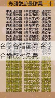 名字合婚配对,名字合婚配对免费