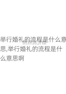 举行婚礼的流程是什么意思,举行婚礼的流程是什么意思啊