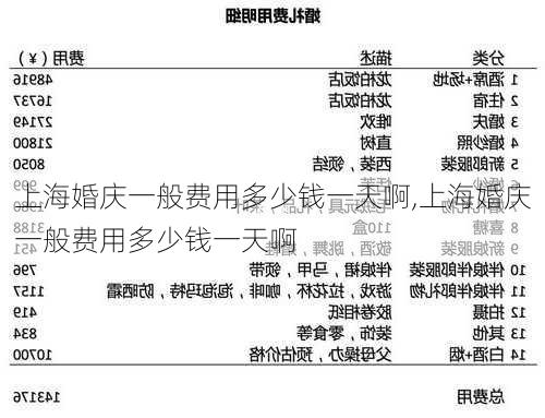 上海婚庆一般费用多少钱一天啊,上海婚庆一般费用多少钱一天啊