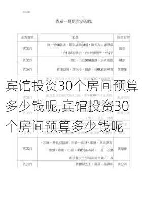 宾馆投资30个房间预算多少钱呢,宾馆投资30个房间预算多少钱呢