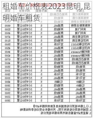 租婚车价格表2023昆明,昆明婚车租赁