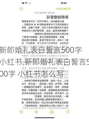 新郎婚礼表白誓言500字 小红书,新郎婚礼表白誓言500字 小红书怎么写