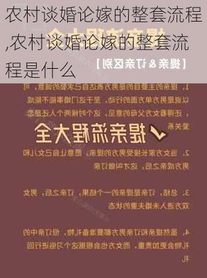 农村谈婚论嫁的整套流程,农村谈婚论嫁的整套流程是什么