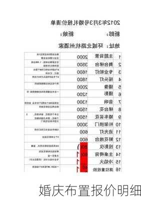 婚庆布置报价明细